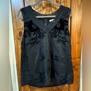 Anthropologie Elegant Black Velvet Lace Sleeveless Top